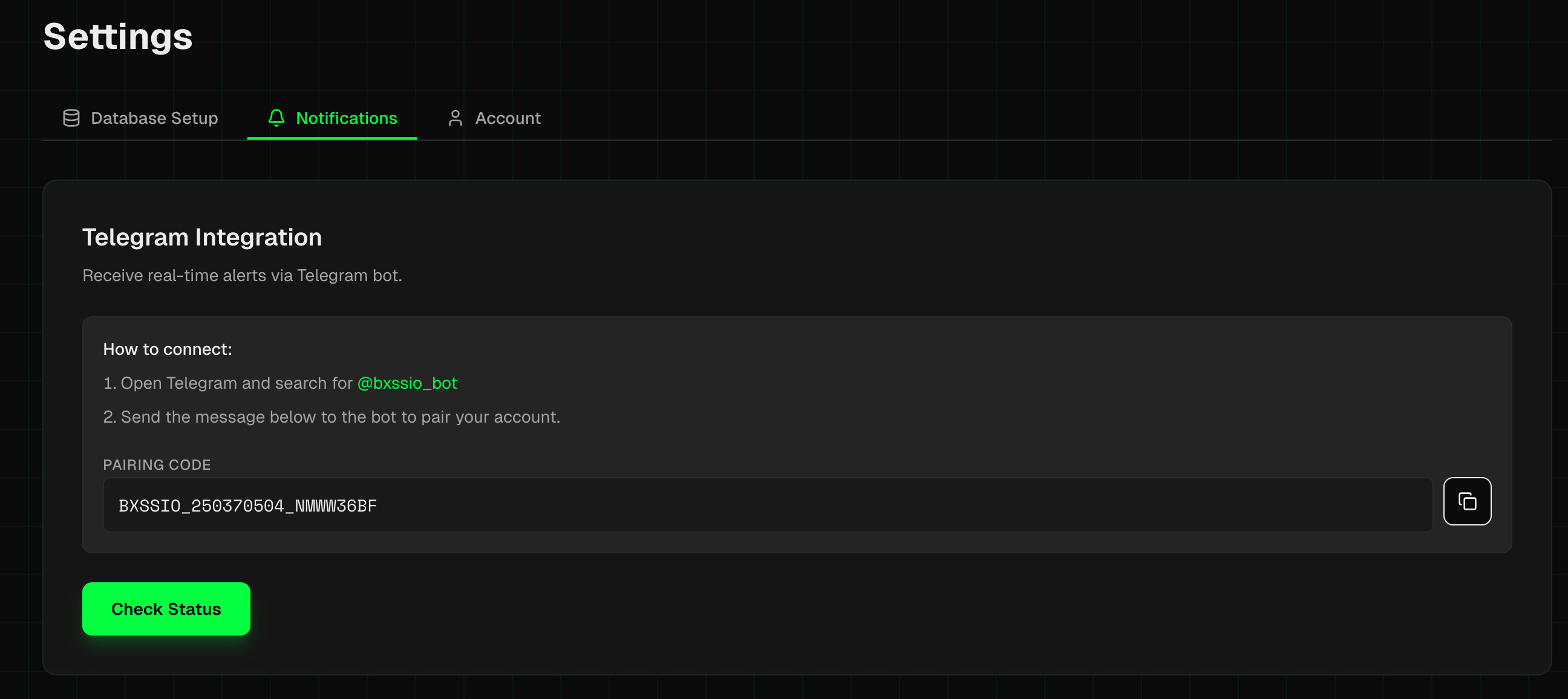 Telegram Pairing Code