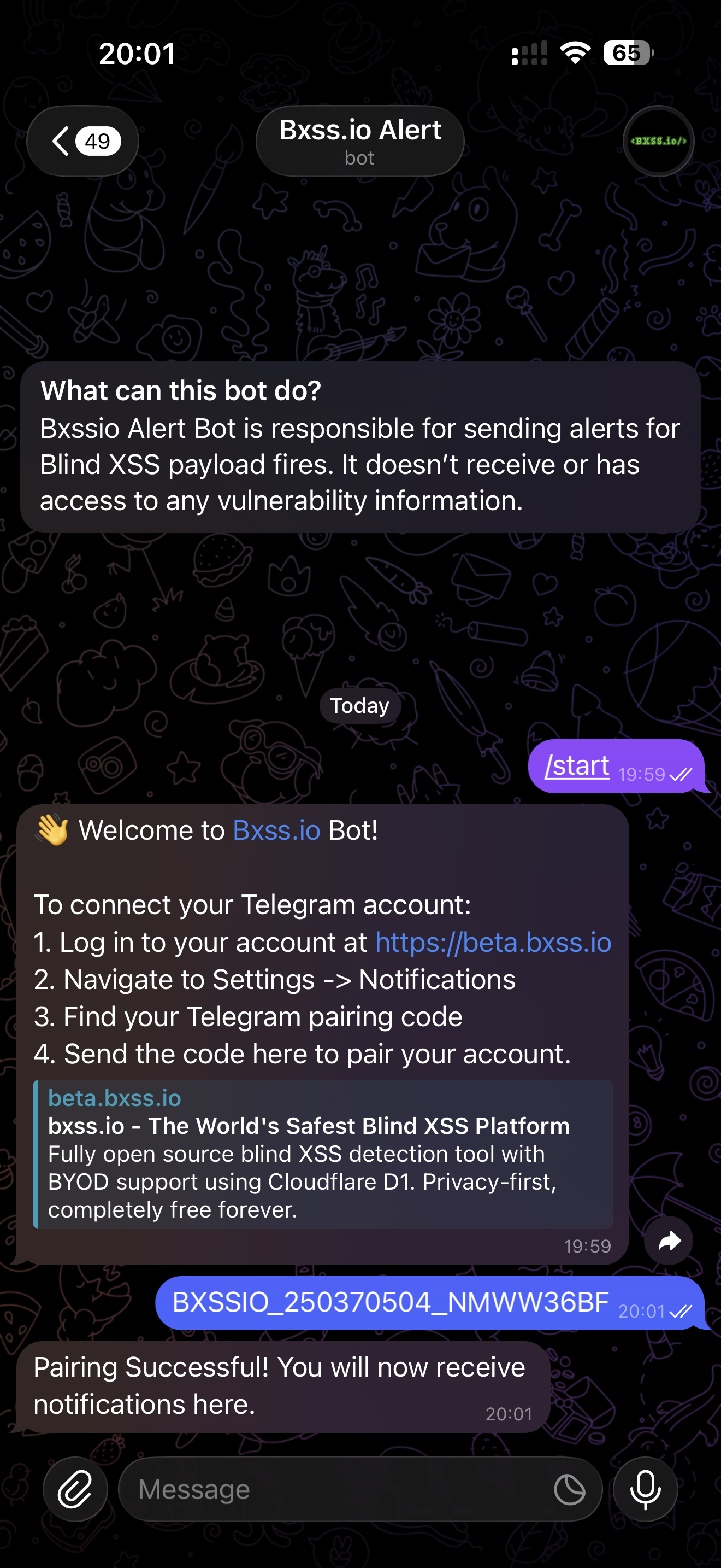 Telegram Pairing Success Message